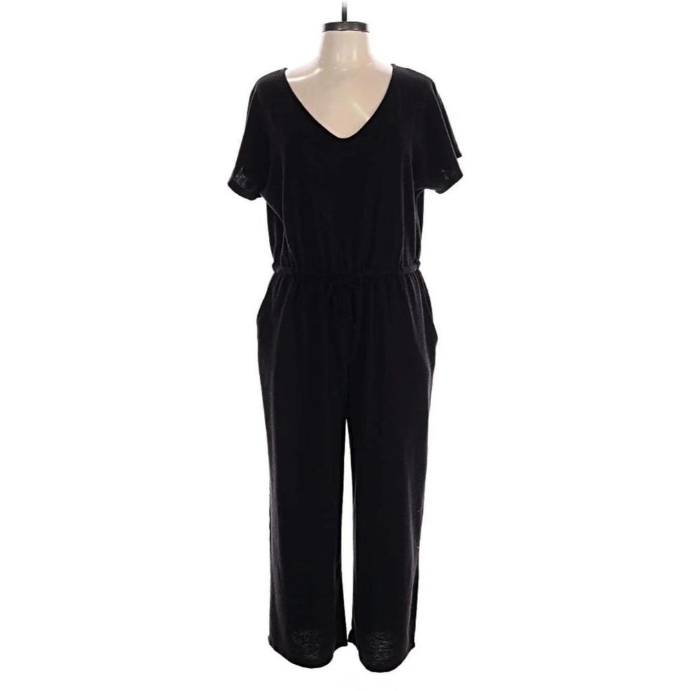 Universal Thread Knit Jumpsuit Womens XL Black Short Sleeve Wide Leg Casual